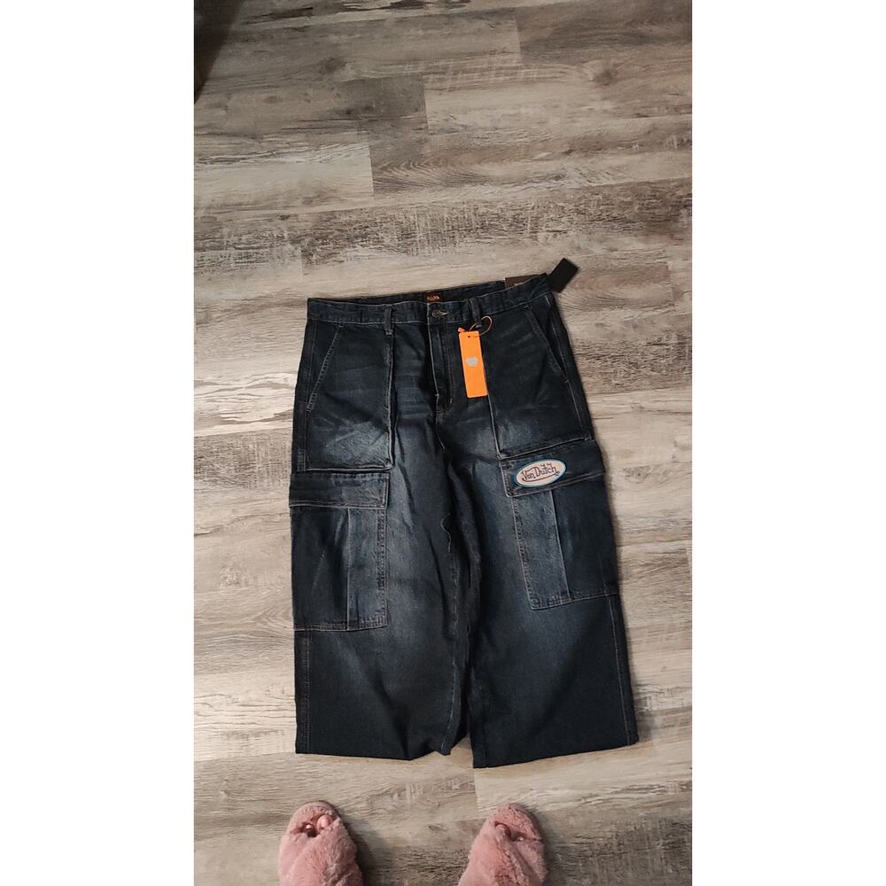 Von Dutch Straight Cargo Patch Jeans